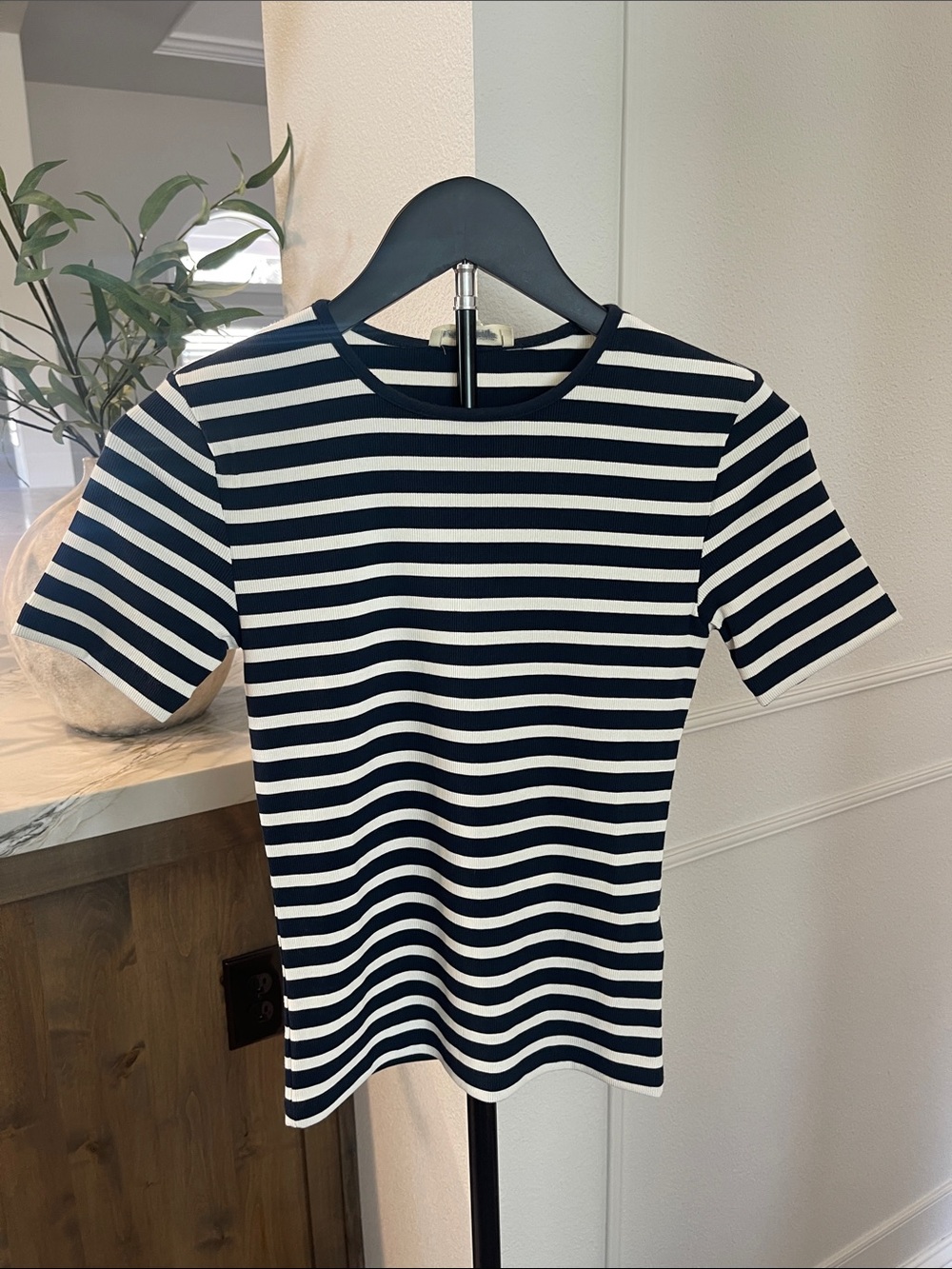 Madewell NWT 9-9 LuxeRib Navy & White Striped Short Sleeve Tee XXS $68